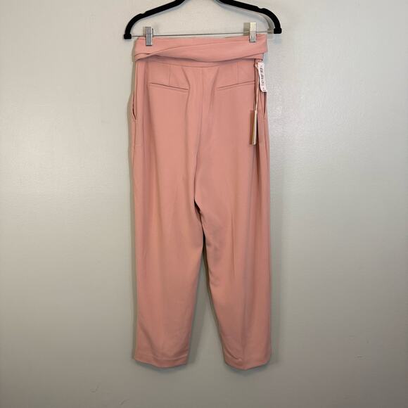 Aritzia Wilfred Feuille Pants Womens 7 Roebuck Pink Straight Leg Belted Pleated - Picture 2 of 11